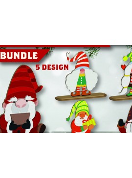 Σετ των 2 Intra απο ξύλο plywood 3mm-4mm πάχος Cut Christmas Gnomes  Δίασταση 15x15 cm INTRAFABR-109625422