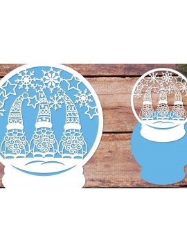 Σετ των 2 Intra απο ξύλο plywood 3mm-4mm πάχος Χριστουγεννιάτικα καλικάντζαρια Snow Globe Δίασταση 15x15 cm INTRAFABR-81678402