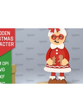 Σετ των 3 Intra απο ξύλο plywood 3mm-4mm πάχος Χριστουγεννιάτικο γιαγιά Δίασταση 15x15 cm INTRAFABR-104437192