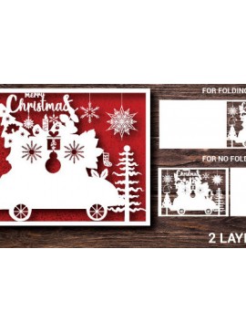 Σετ των 2 Intra απο ξύλο plywood 3mm-4mm πάχος Χριστουγεννιάτικη ευχετήρια κάρτα 806 Δίασταση 15x15 cm INTRAFABR-52978080