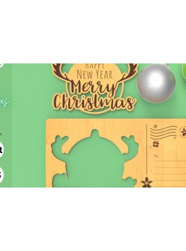 Σετ των 3 Intra απο ξύλο plywood 3mm-4mm πάχος Χριστουγεννιάτικες ευχετήριες κάρτες στολίδι, λέιζερ Δίασταση 8x8 cm INTRAFABR-82716179