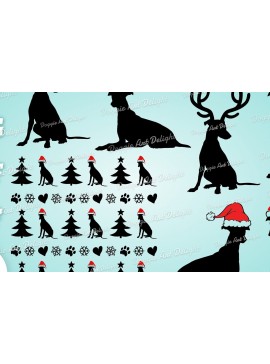 Σετ των 2 Intra απο ξύλο plywood 3mm-4mm πάχος Χριστουγεννιάτικο Greyhound Dog Δίασταση 15x15 cm INTRAFABR-85247910