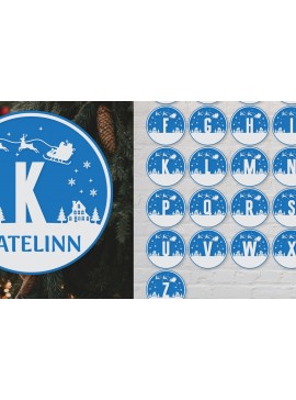 Σετ των 2 Intra απο ξύλο plywood 3mm-4mm πάχος Χριστουγεννιάτικο μισό στρογγυλό αυτοκόλλητο αλφαβήτου Δίασταση 20x30 cm INTRAFABR-76786186