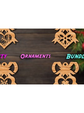 Σετ των 3 Intra απο ξύλο plywood 3mm-4mm πάχος Χριστουγεννιάτικων στολιδιών καρδιών #4 Δίασταση 8x8 cm INTRAFABR-43278052