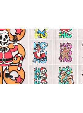 Σετ των 2 Intra απο ξύλο plywood 3mm-4mm πάχος χριστουγεννιάτικων πινακίδων HO HO HO Δίασταση 30x20 cm INTRAFABR-106853569