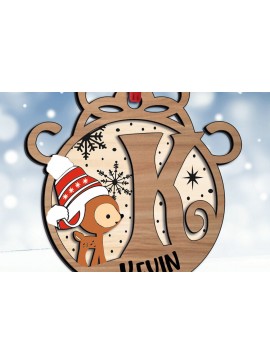 Σετ των 3 Intra απο ξύλο plywood 3mm-4mm πάχος Χριστουγεννιάτικο εορταστικό γράμμα K Στολίδι Δίασταση 8x8 cm INTRAFABR-109760304