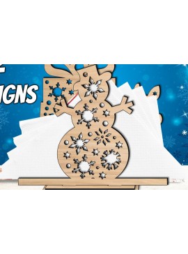 Σετ των 3 Intra απο ξύλο plywood 3mm-4mm πάχος Χριστουγεννιάτικη θήκη χαρτοπετσέτας χιονάνθρωπος Δίασταση 15x15 cm INTRAFABR-109148473