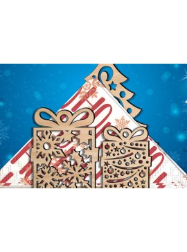 Σετ των 2 Intra απο ξύλο plywood 3mm-4mm πάχος Χριστουγεννιάτικη γιορτινή θήκη χαρτοπετσέτας δέντρο Δίασταση 15x15 cm INTRAFABR-108966286