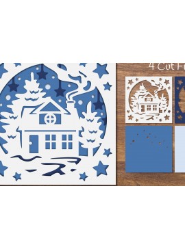 Σετ των 2 Intra απο ξύλο plywood 3mm-4mm πάχος Christmas Home Layered Papercut Δίασταση 15x15 cm INTRAFABR-85008935