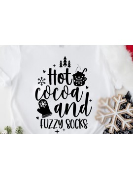 Σετ των 2 Intra απο ξύλο plywood 3mm-4mm πάχος Χριστουγεννιάτικο ζεστό κακάο και κάλτσες Fuzzy Δίασταση 15x15 cm INTRAFABR-80544638