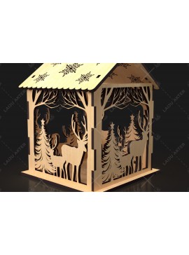Σετ των 2 Intra απο ξύλο plywood 3mm-4mm πάχος 16 Cut  Christmas House Δίασταση 15x15 cm INTRAFABR-84625062