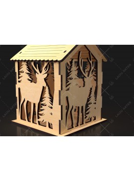 Σετ των 2 Intra απο ξύλο plywood 3mm-4mm πάχος 17 Cut  Christmas House Δίασταση 15x15 cm INTRAFABR-84625073