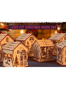Σετ των 2 Intra απο ξύλο plywood 3mm-4mm πάχος Christmas House Set01 Δίασταση 15x15 cm INTRAFABR-82093150