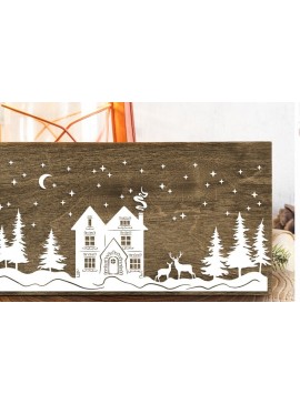 Intra απο ξύλο plywood 3mm-4mm πάχος Χριστουγεννιάτικο Σπίτι , Winter Cottage Δίασταση 30x20 cm INTRAFABR-110175814