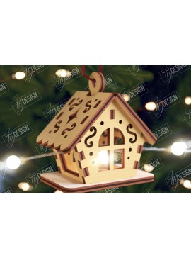 Σετ των 2 Intra απο ξύλο plywood 3mm-4mm πάχος Χριστουγεννιάτικα Σπίτια Γιρλάντα | Σπίτι Άγιου Βασίλη Δίασταση 15x15 cm INTRAFABR-106663582