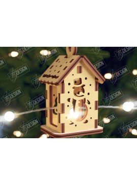 Σετ των 2 Intra απο ξύλο plywood 3mm-4mm πάχος Χριστουγεννιάτικα Σπίτια Γιρλάντα | Σπίτι Άγιου Βασίλη Δίασταση 15x15 cm INTRAFABR-106663615