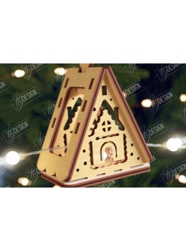 Σετ των 2 Intra απο ξύλο plywood 3mm-4mm πάχος Χριστουγεννιάτικα Σπίτια Γιρλάντα | Σπίτι Άγιου Βασίλη Δίασταση 15x15 cm INTRAFABR-106663623