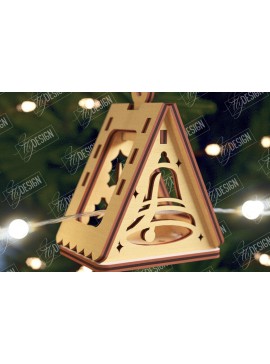 Σετ των 2 Intra απο ξύλο plywood 3mm-4mm πάχος Χριστουγεννιάτικα Σπίτια Γιρλάντα | Σπίτι Άγιου Βασίλη Δίασταση 15x15 cm INTRAFABR-106663653