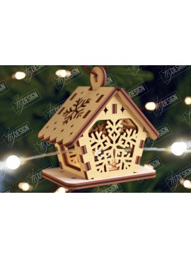 Σετ των 2 Intra απο ξύλο plywood 3mm-4mm πάχος Χριστουγεννιάτικα Σπίτια Γιρλάντα | Σπίτι Άγιου Βασίλη Δίασταση 15x15 cm INTRAFABR-106663569