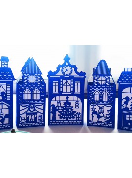 Σετ των 3 Intra απο ξύλο plywood 3mm-4mm πάχος Christmas Houses Village Δίασταση 9x9 cm INTRAFABR-47967211