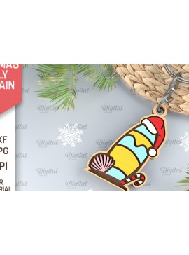 Σετ των 3 Intra απο ξύλο plywood 3mm-4mm πάχος με μπρελόκ Χριστούγεννα τον Ιούλιο Δίασταση 6x6 cm INTRAFABR-97659675