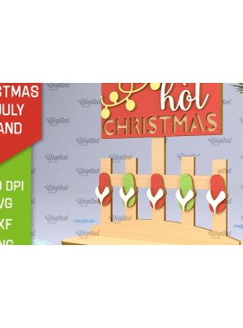 Σετ των 2 Intra απο ξύλο plywood 3mm-4mm πάχος Χριστούγεννα τον Ιούλιο Stand Decor  Δίασταση 15x15 cm INTRAFABR-98976493