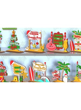 Σετ των 2 Intra απο ξύλο plywood 3mm-4mm πάχος Christmas in July Stands Δίασταση 15x15 cm INTRAFABR-122713911