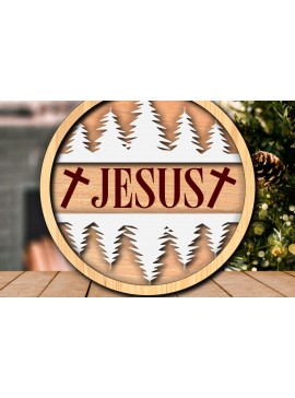 Σετ των 3 Intra απο ξύλο plywood 3mm-4mm πάχος Χριστουγεννιάτικος Ιησούς - Σχέδιο κοπής με λέιζερ Δίασταση 8x8 cm INTRAFABR-117892240