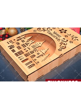 Σετ των 2 Intra απο ξύλο plywood 3mm-4mm πάχος κοπής με λέιζερ Χριστουγεννιάτικο κουτί κοσμημάτων Δίασταση 15x15 cm INTRAFABR-106762765