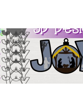 Σετ των 3 Intra απο ξύλο plywood 3mm-4mm πάχος Christmas Joy Nativity 3D Layered Δίασταση 8x8 cm INTRAFABR-19617037