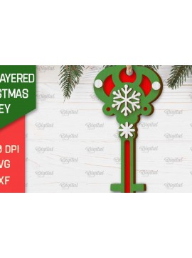 Σετ των 3 Intra απο ξύλο plywood 3mm-4mm πάχος Σχέδιο κοπής με λέιζερ Χριστουγεννιάτικο στολίδι με κλειδί Δίασταση 8x8 cm INTRAFABR-103294432