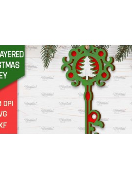 Σετ των 3 Intra απο ξύλο plywood 3mm-4mm πάχος Σχέδιο κοπής με λέιζερ Χριστουγεννιάτικο στολίδι με κλειδί Δίασταση 8x8 cm INTRAFABR-103294454