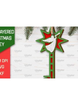 Σετ των 3 Intra απο ξύλο plywood 3mm-4mm πάχος Σχέδιο κοπής με λέιζερ Χριστουγεννιάτικο στολίδι με κλειδί Δίασταση 8x8 cm INTRAFABR-103294475