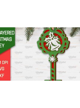 Σετ των 3 Intra απο ξύλο plywood 3mm-4mm πάχος Σχέδιο κοπής με λέιζερ Χριστουγεννιάτικο στολίδι με κλειδί Δίασταση 8x8 cm INTRAFABR-103294499