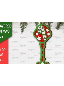 Σετ των 3 Intra απο ξύλο plywood 3mm-4mm πάχος Σχέδιο κοπής με λέιζερ Χριστουγεννιάτικο στολίδι με κλειδί Δίασταση 8x8 cm INTRAFABR-103294600