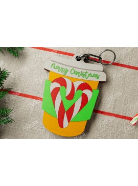 Σετ των 3 Intra απο ξύλο plywood 3mm-4mm πάχος Χριστουγεννιάτικο Μπρελόκ | Ιδέα δώρου | CNC Δίασταση 6x6 cm INTRAFABR-106460519