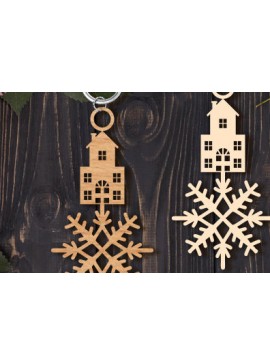 Σετ των 3 Intra απο ξύλο plywood 3mm-4mm πάχος Christmas Keychain Δίασταση 6x6 cm INTRAFABR-85618473