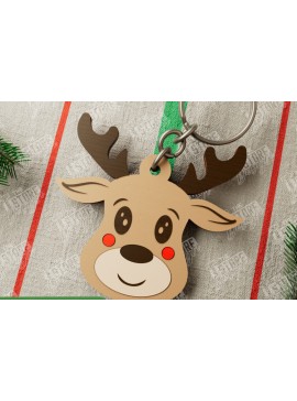 Σετ των 3 Intra απο ξύλο plywood 3mm-4mm πάχος Χριστουγεννιάτικο Μπρελόκ | Τάρανδος | CNC Δίασταση 6x6 cm INTRAFABR-107020253