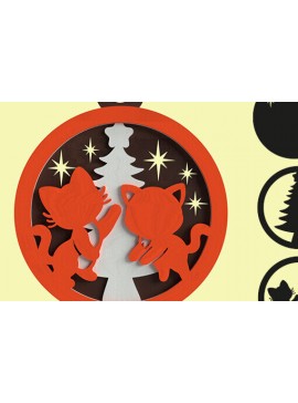 Σετ των 3 Intra απο ξύλο plywood 3mm-4mm πάχος Χριστουγεννιάτικο Κόψιμο στολίδι ΓΑΤΑΚΙ Δίασταση 2x2 cm INTRAFABR-82616380