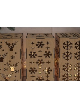 Σετ των 2 Intra απο ξύλο plywood 3mm-4mm πάχος Χριστουγεννιάτικα αμπαζούρ /  Light Box Δίασταση 30x20 cm INTRAFABR-43065966