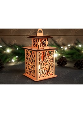 Σετ των 2 Intra απο ξύλο plywood 3mm-4mm πάχος Χριστουγεννιάτικο Φανάρι | 3D φανάρι σκιών Δίασταση 15x15 cm INTRAFABR-108898713