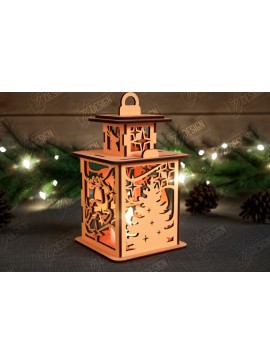Σετ των 2 Intra απο ξύλο plywood 3mm-4mm πάχος Χριστουγεννιάτικο Φανάρι | 3D φανάρι σκιών Δίασταση 15x15 cm INTRAFABR-108898736