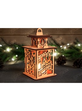 Σετ των 2 Intra απο ξύλο plywood 3mm-4mm πάχος Χριστουγεννιάτικο Φανάρι | 3D φανάρι σκιών Δίασταση 15x15 cm INTRAFABR-108898598