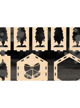 Σετ των 2 Intra απο ξύλο plywood 3mm-4mm πάχος Χριστουγεννιάτικο Φανάρι 3D Δίασταση 15x15 cm INTRAFABR-51572662