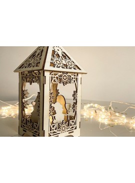 Σετ των 2 Intra απο ξύλο plywood 3mm-4mm πάχος ΧΡΙΣΤΟΥΓΕΝΝΙΑΤΙΚΟ ΦΑΝΟΣ ΠΑΚΕΤΟ Πολυστρωματικό Δίασταση 15x15 cm INTRAFABR-83164348