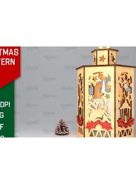 Σετ των 2 Intra απο ξύλο plywood 3mm-4mm πάχος Σχέδιο κοπής χριστουγεννιάτικου φαναριού με λέιζερ Δίασταση 15x15 cm INTRAFABR-106534727