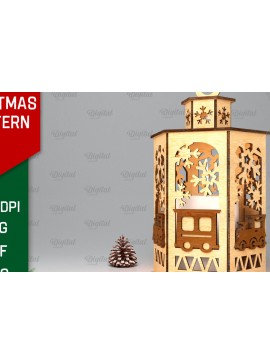 Σετ των 2 Intra απο ξύλο plywood 3mm-4mm πάχος Σχέδιο κοπής χριστουγεννιάτικου φαναριού με λέιζερ Δίασταση 15x15 cm INTRAFABR-106534666