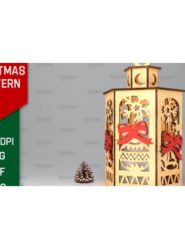 Σετ των 2 Intra απο ξύλο plywood 3mm-4mm πάχος Σχέδιο κοπής χριστουγεννιάτικου φαναριού με λέιζερ Δίασταση 15x15 cm INTRAFABR-106534709