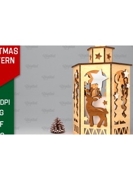 Σετ των 2 Intra απο ξύλο plywood 3mm-4mm πάχος Σχέδιο κοπής χριστουγεννιάτικου φαναριού με λέιζερ Δίασταση 15x15 cm INTRAFABR-106534108