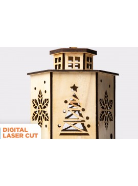 Σετ των 2 Intra απο ξύλο plywood 3mm-4mm πάχος Χριστουγεννιάτικο Φανάρι – κοπής με λέιζερ Δίασταση 15x15 cm INTRAFABR-83568815